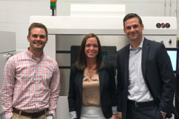 Pictured left to right: Joel Neidig, director of Research and Development at ITAMCO, Jennifer Howe, area sales representative at EOS, and Jon Walker, area sales manager at EOS