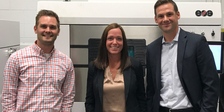 Pictured left to right: Joel Neidig, director of Research and Development at ITAMCO, Jennifer Howe, area sales representative at EOS, and Jon Walker, area sales manager at EOS