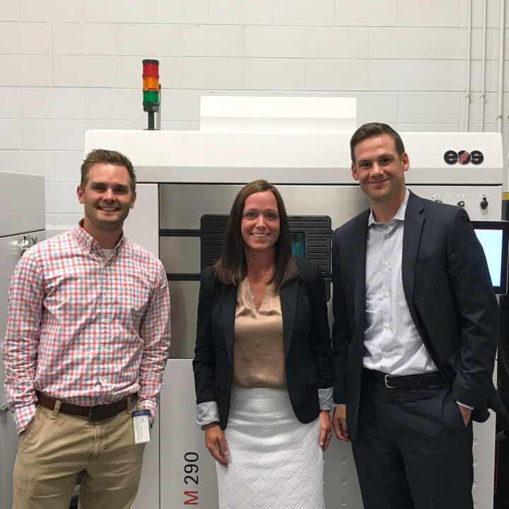 Pictured left to right: Joel Neidig, director of Research and Development at ITAMCO, Jennifer Howe, area sales representative at EOS, and Jon Walker, area sales manager at EOS