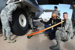Changing a tire on a C130 Hercules