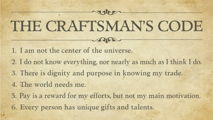 Craftsman with Character: The Craftsman's Code